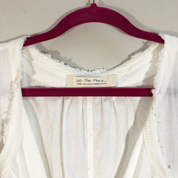 WE THE FREE/FREE PEOPLE Beating Hearts Color Block Linen Blend Oversized Top L - Picture 6 of 15